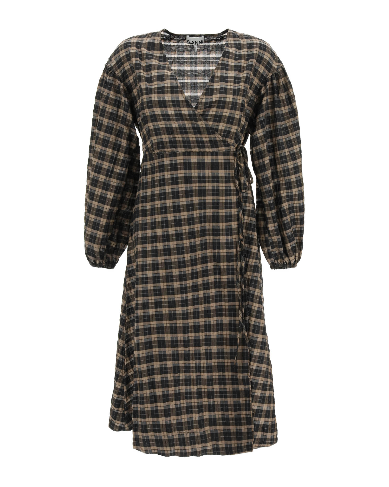 ★Ganni★ Stretch seersucker wrap dress Lovemotion F7663487 GANNI Seersucker Wrap Dress | endource