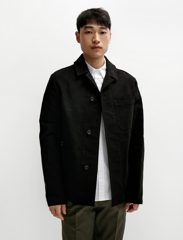 Margaret Howell MHL Porter Jacket Heavy Moleskin Black | Garmentory