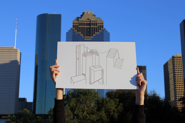 Kaylan Smith Illustration Houston Downtown Letterpress Print Kaylan Smith Illustration Houston Downtown Letterpress Print