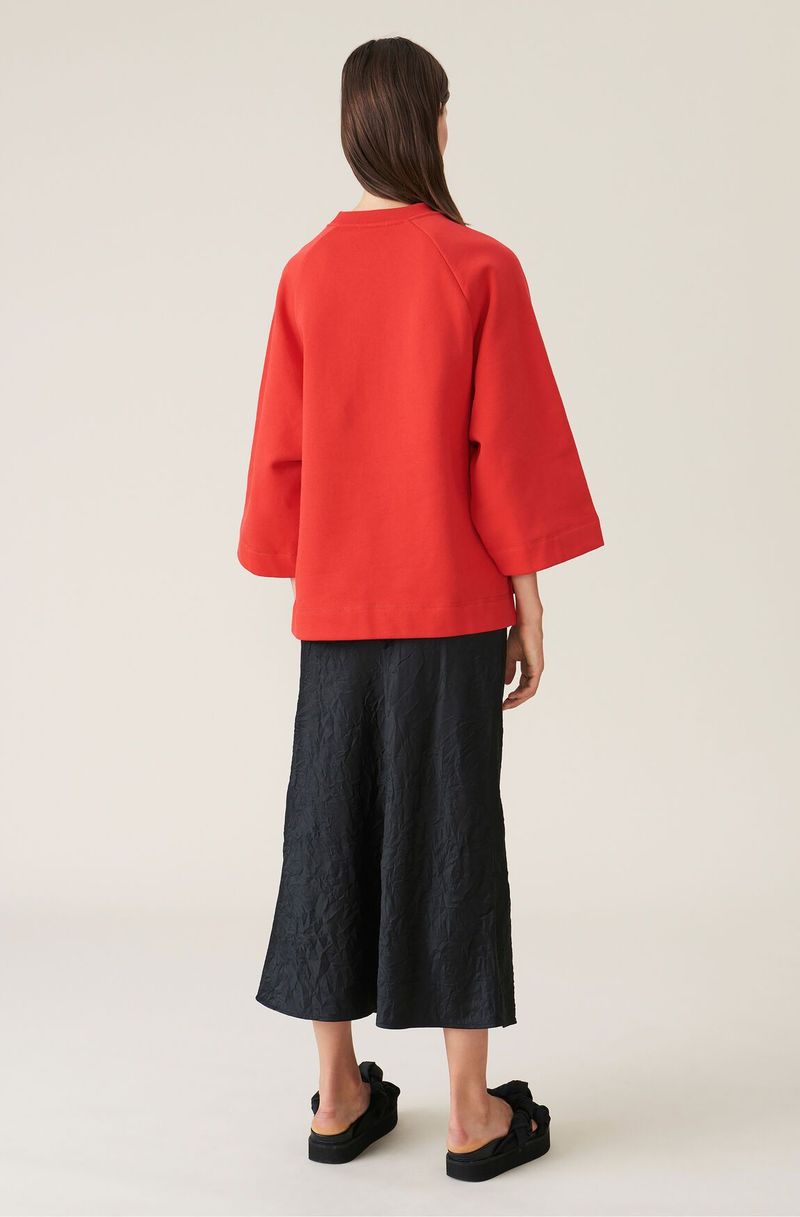 Ganni Isoli Oversized Raglan Smiley Sweatshirt - Flame