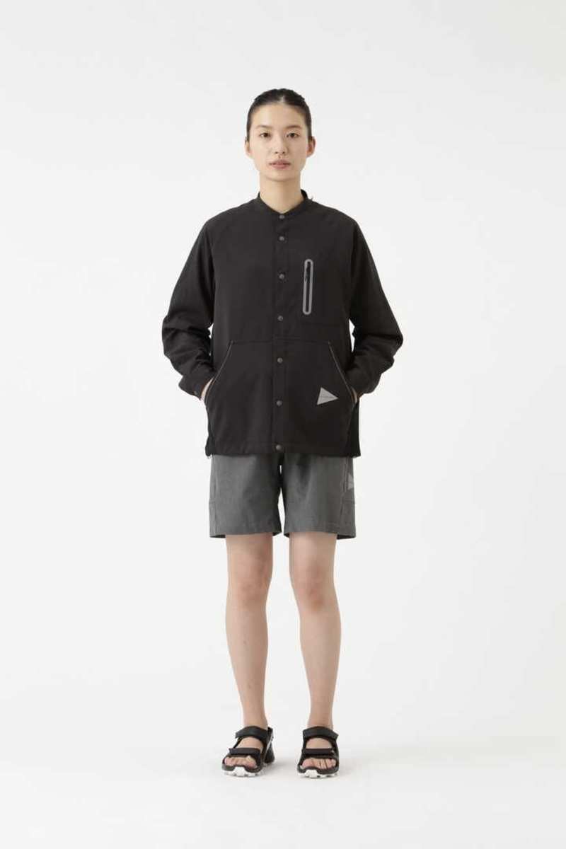 日本最大の tech Wander And long Black - shirt collar band sleeve ジャケット・アウター