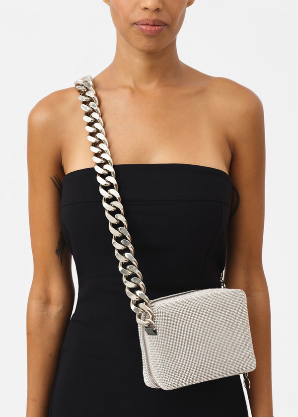 KARA Crystal Mesh Camera Bag - White Crystal | Garmentory