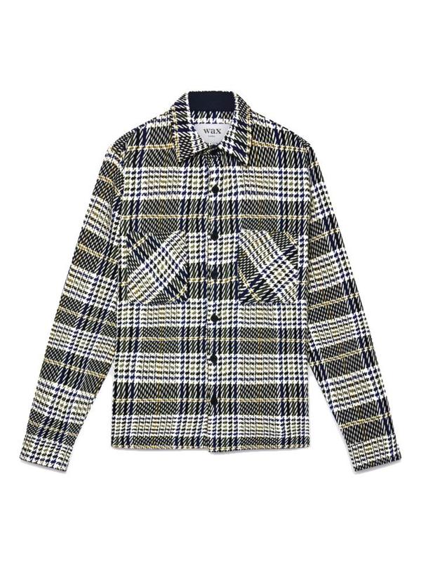 Wax London Whiting Overshirt - Houndstooth Plaid Green Wax London Whiting Overshirt - Houndstooth Plaid Green