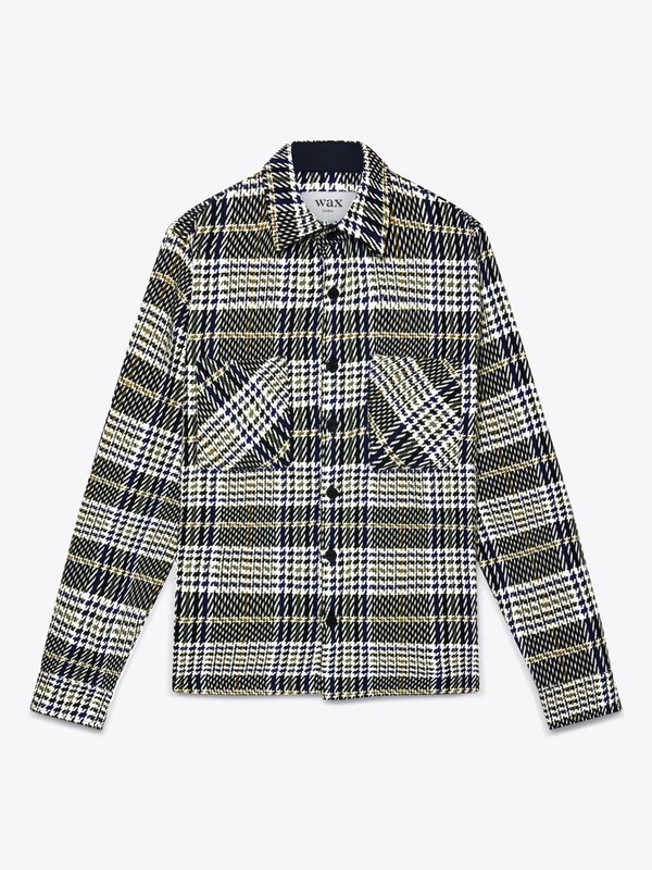 Wax London Whiting Overshirt - Houndstooth Plaid Green