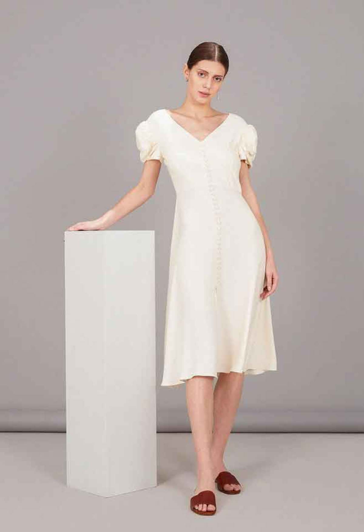 Saloni Margot Dress - Cream - Image 6 of 10