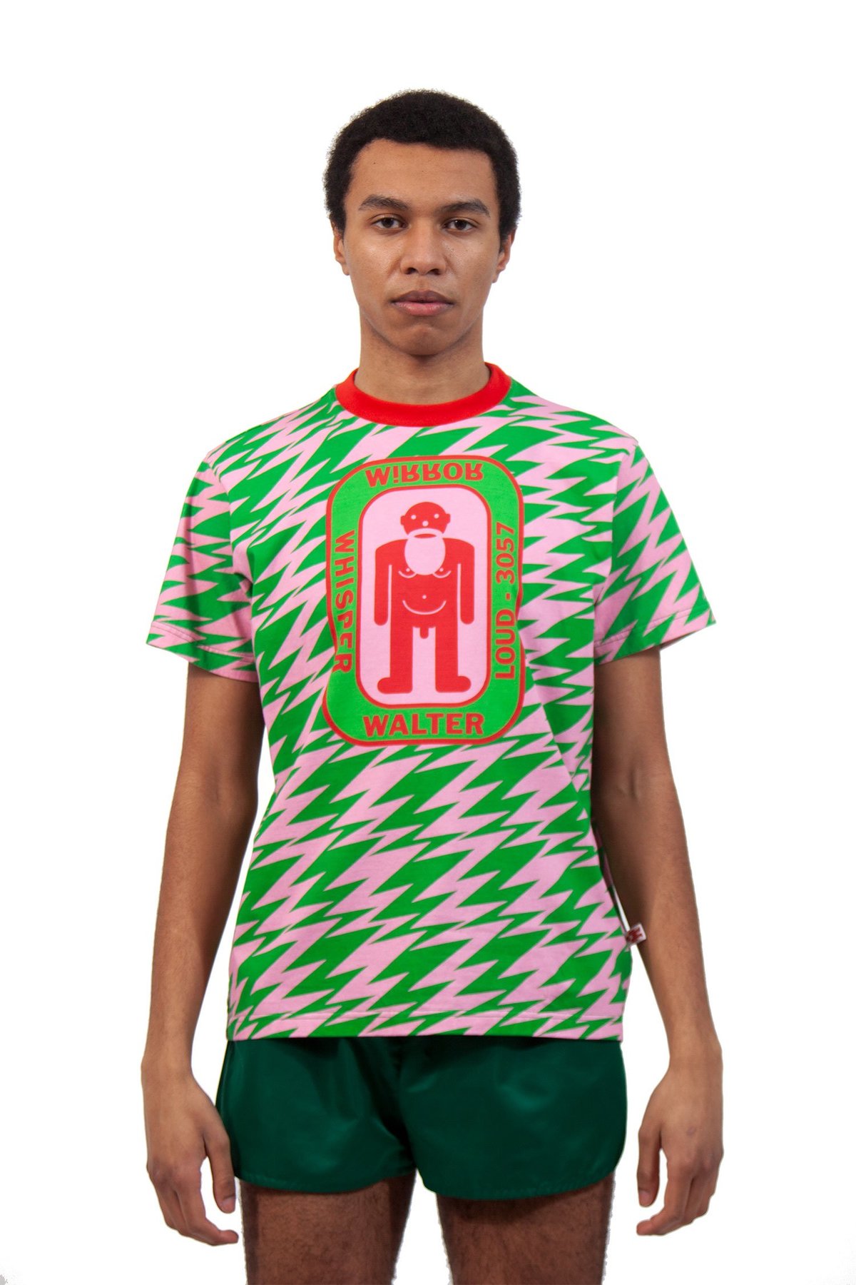 Walter Van Beirendonck Walter Zig-Zag T-Shirt - Green/Pink/Red