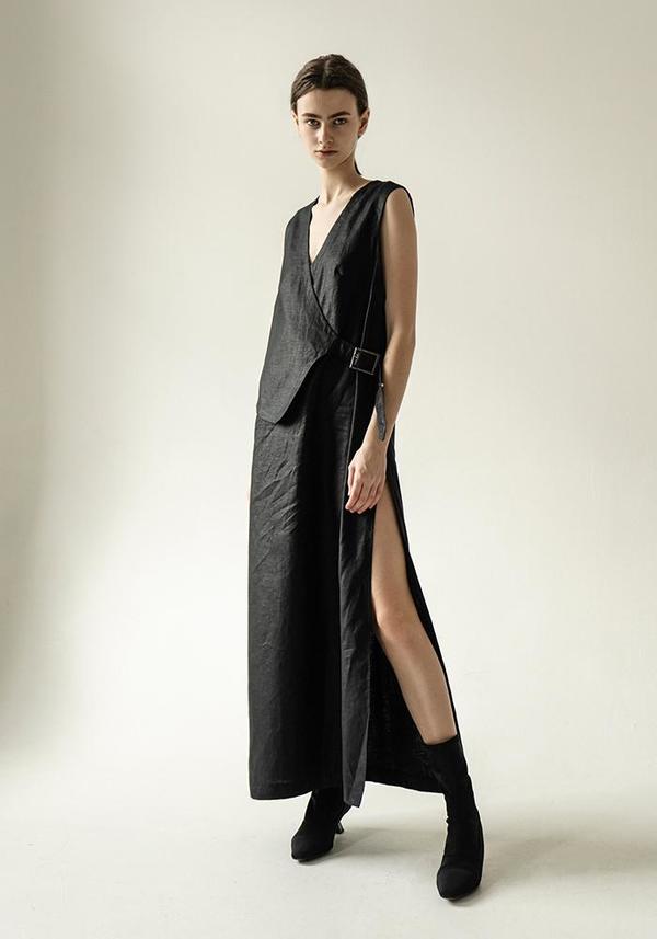 black sleeveless wrap dress Plus Size Sleeveless Midi Dress