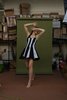 Vintage 1980s Mono Chrome Paneled Skater Dress - Black/White - Thumbnail 1