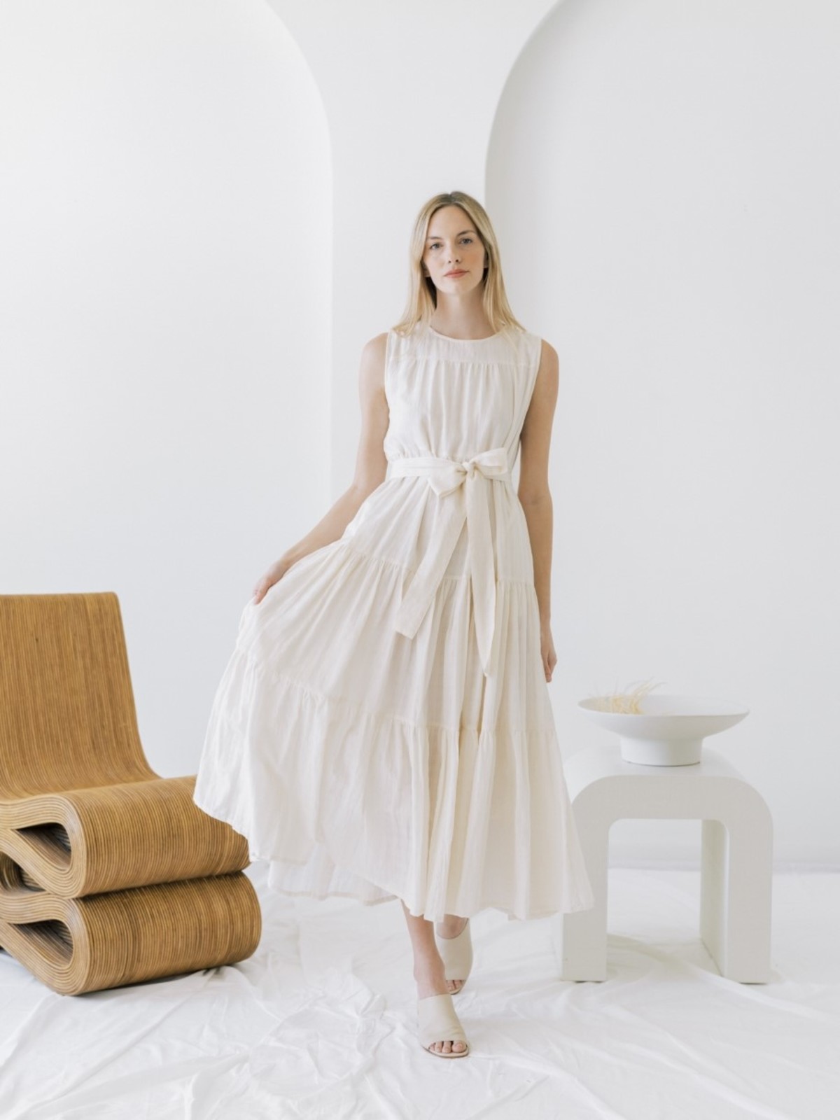 LAUDE the Label Tiered Maxi Dress - Ivory Khadi | Garmentory