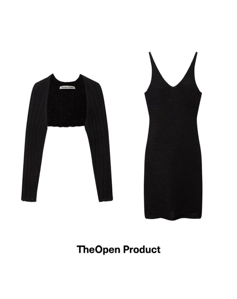 Theopen Product COTTON RIBBED BOLERO KNIT TOP sweater - BLACK