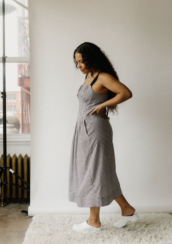 black and brown gingham dress Jenna Gingham Maxi Dress in Black main image 1