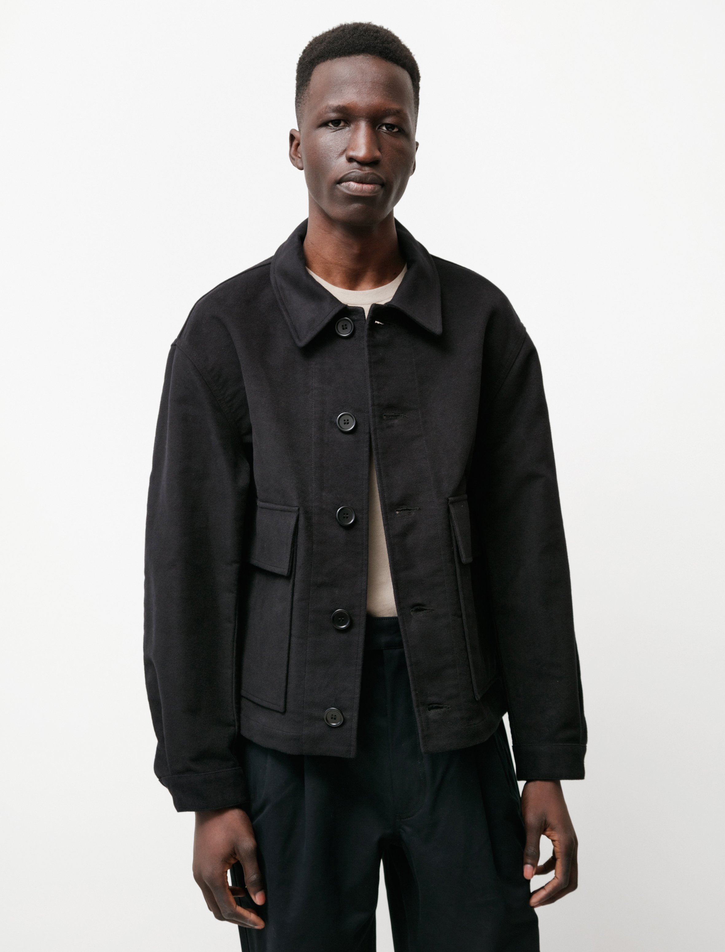 ジャケット・アウター \"Replica \" Black moleskin double jacket Replica 