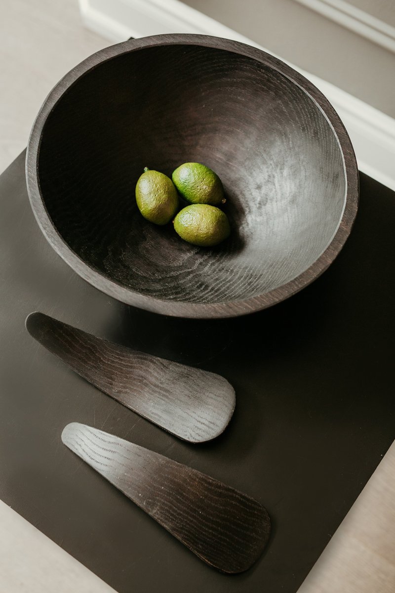 CLEMENTINE'S Ebonized Black Wood Salad Servers - Black