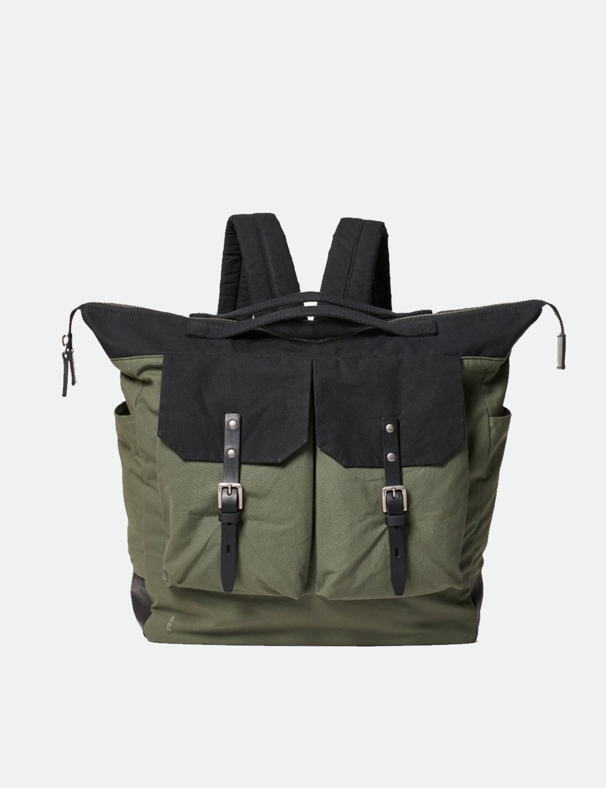 Ally Capellino Frank Hybrid Waxy Rucksack - Black/Olive | Garmentory