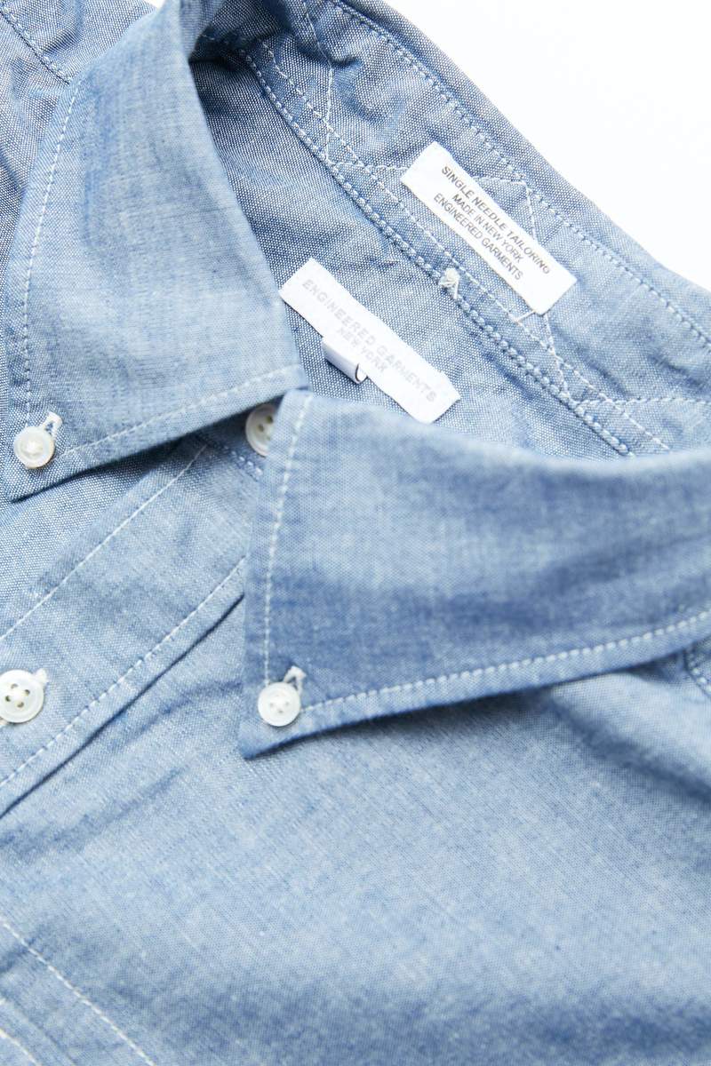 トップス Engineered Garments Popover BD Chambray Engineered Garments cotton Chambray Popover BD Shirt - Blue