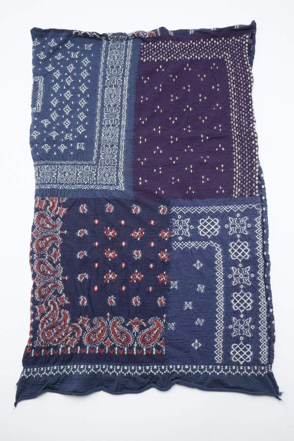 Kapital Compressed Wool Bandana Patchwork Scarf - Navy Kapital Compressed Wool Bandana Patchwork Scarf - Navy