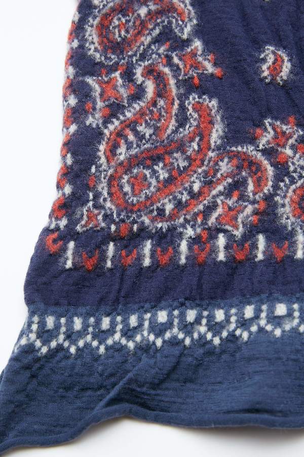Kapital Compressed Wool Bandana Patchwork Scarf - Navy Kapital Compressed Wool Bandana Patchwork Scarf - Navy