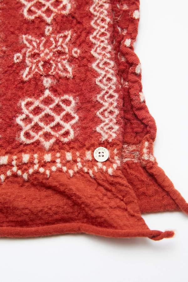 Kapital Compressed Wool Bandana Patchwork Scarf - Red Kapital Compressed Wool Bandana Patchwork Scarf - Red