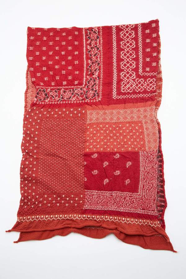 Kapital Compressed Wool Bandana Patchwork Scarf - Red Kapital Compressed Wool Bandana Patchwork Scarf - Red