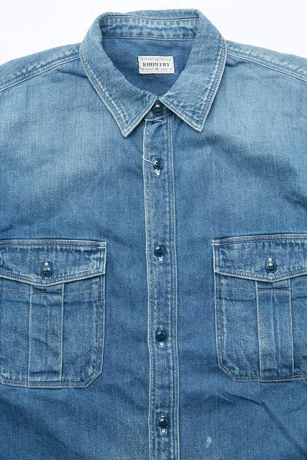 Kapital KOUNTRY 8oz Denim BONE Embroidery Work Shirt - Indigo