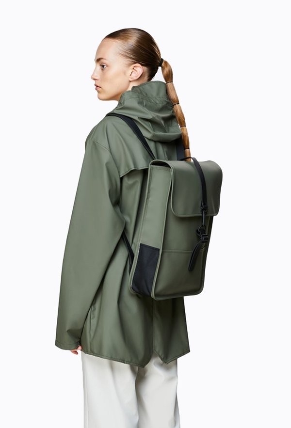 Rains Olive Green Roll-Top Style Backpack Mini Rains Mini Rolltop Backpack In Green | ModeSens main image 2