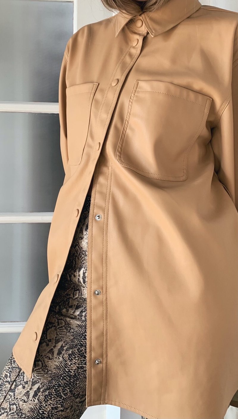 VERO MODA Oversized Vegan Leather Shirt | Garmentory