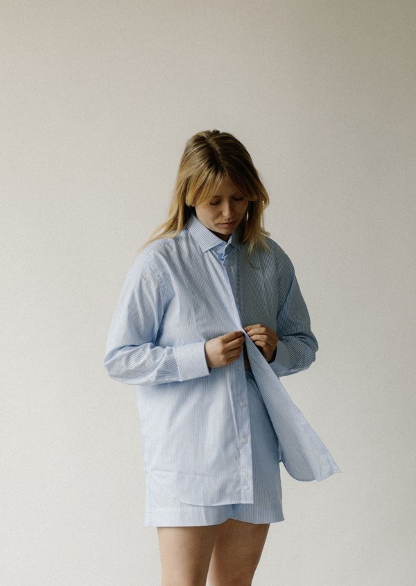 Baserange Ole Shirt - Blue Pinstripe | Garmentory