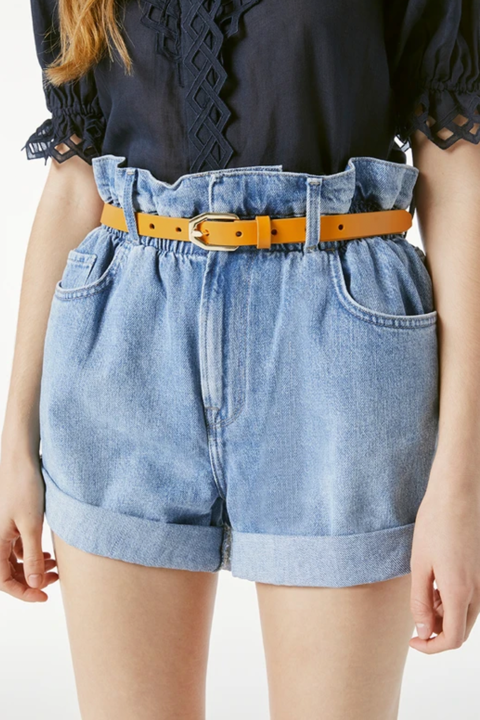Frame Thin Leather‎ Belt Le Polygon Caramel Brown Medium Rail Leather Belt 25 — Pecan Brown – La Garçonne main image 3