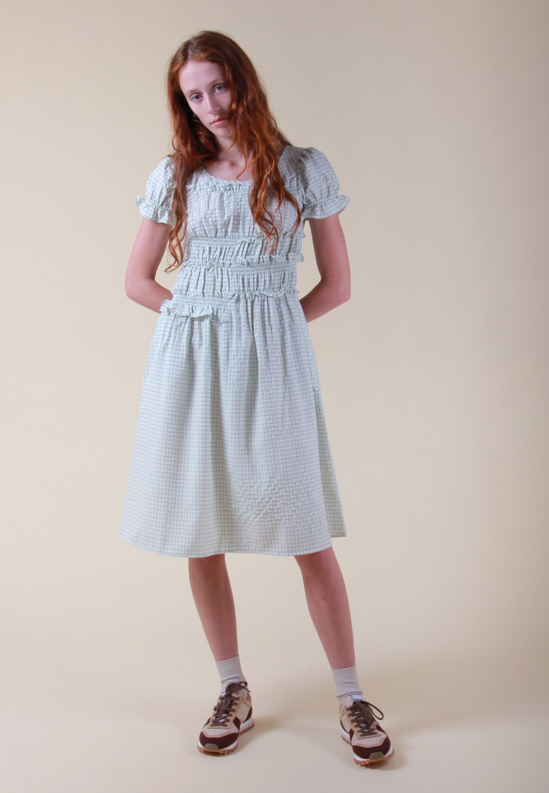 NEUL Puff Sleeve Smocked Dress - pastel 