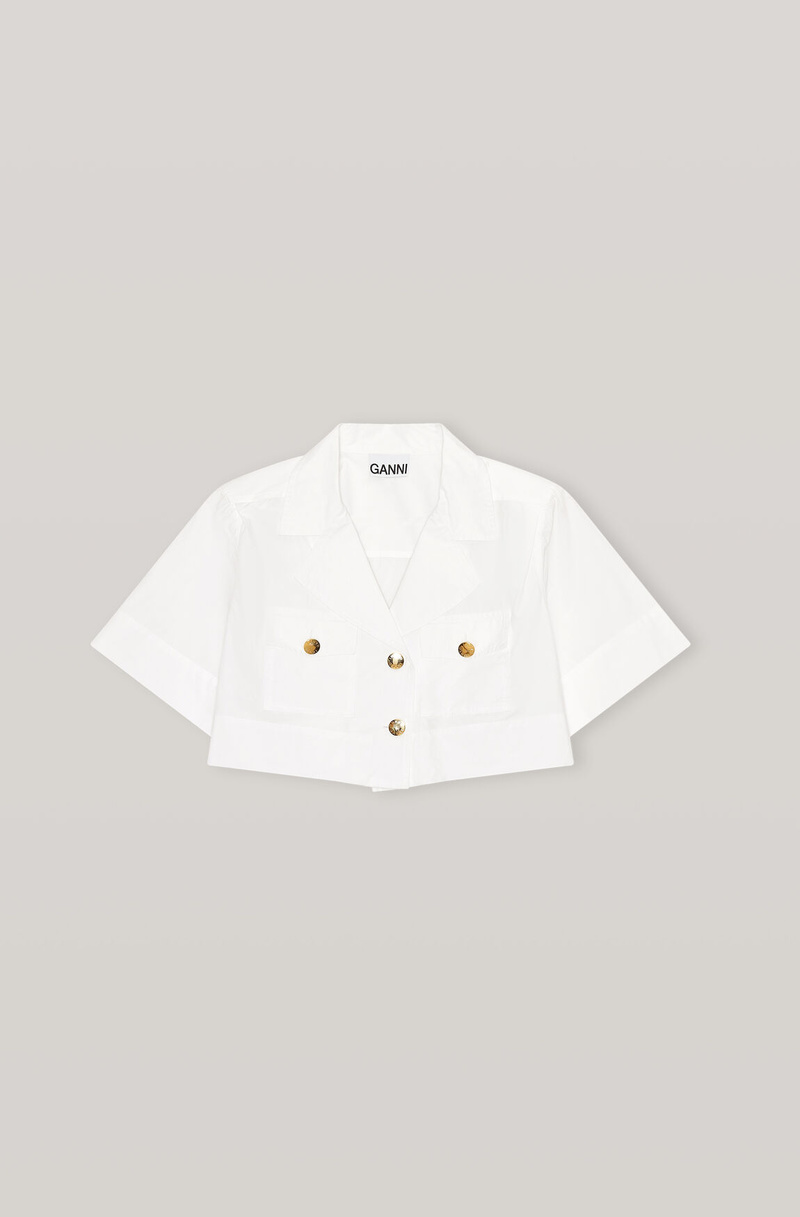 GANNI S3238099 関税送料込 Ganni Cotton Poplin Sleeveless Blouse - Bright White