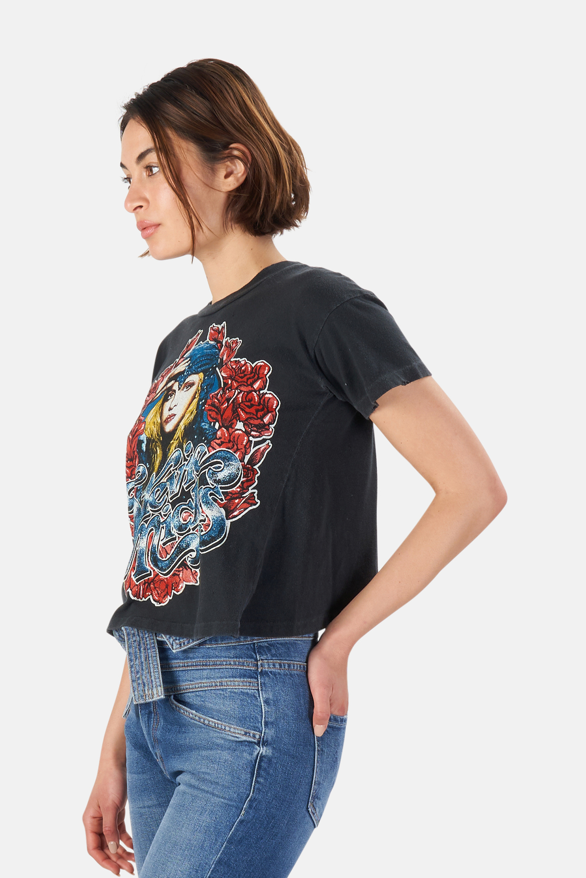 MadeWorn Rock Stevie Nicks Crop T-Shirt - Coal Pigment