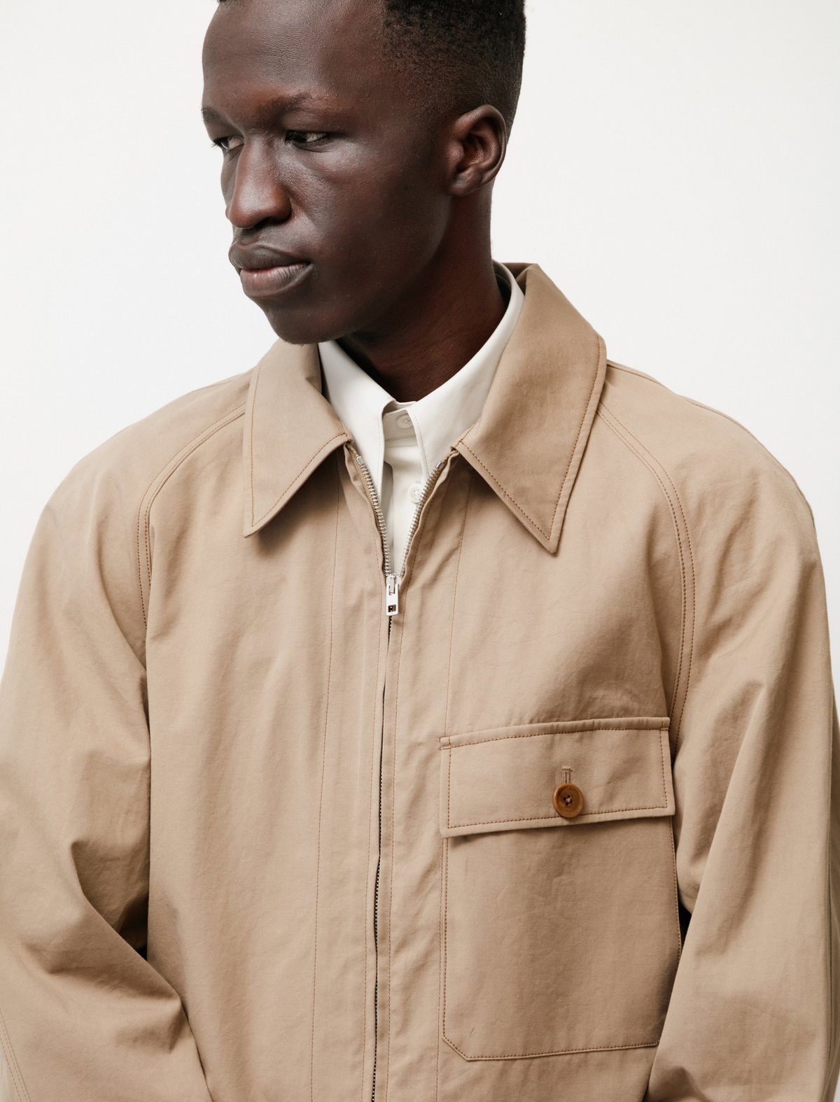 Lemaire Military Blouson shirt - Dark Beige | Garmentory