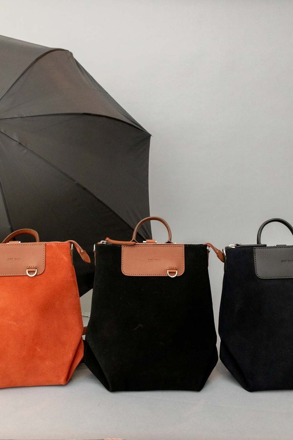 Graf Lantz Bedford Suede Black Backpack Merino Wool and Leather Mini Bedford Backpack in Dark Gray  main image 4