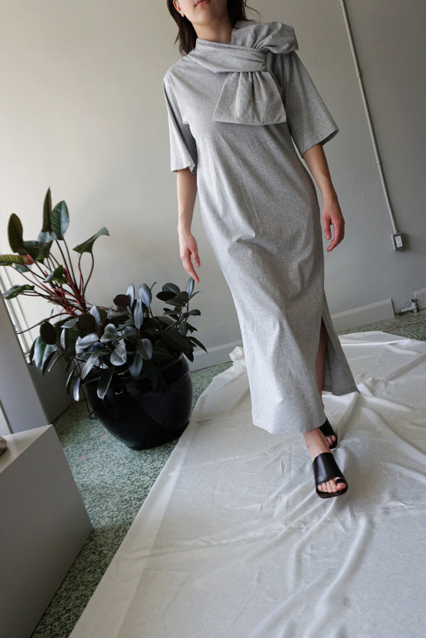 MM6 BOW JERSEY DRESS - GREY | Garmentory