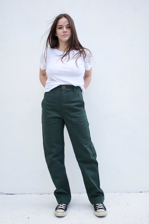 Beaton Linen Utility Pant - Forest 