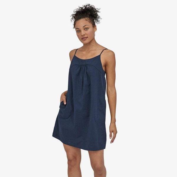 Patagonia Organic Cotton Seersucker Dress - Willow/Stone Blue