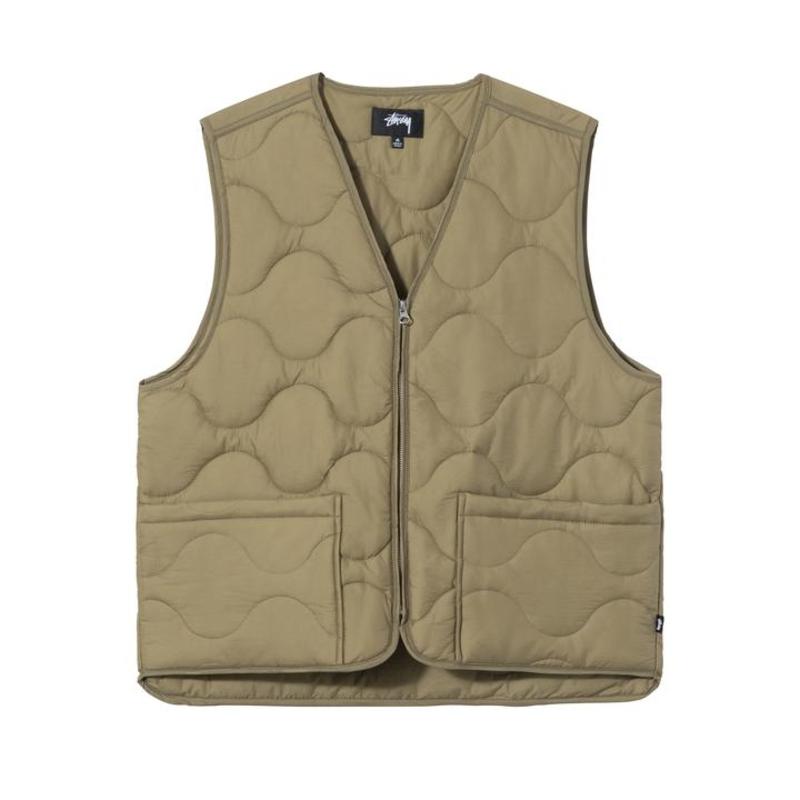 ジャケット・アウター STUSSY QUILTED NYLON LINER VEST Stussy Recycled Nylon Liner Vest Plum Men's - US