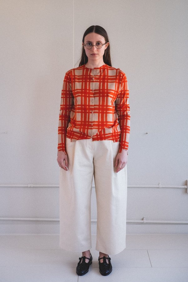 Antipast ITA-ZOME KNIT CARDIGAN - Orange Plaid