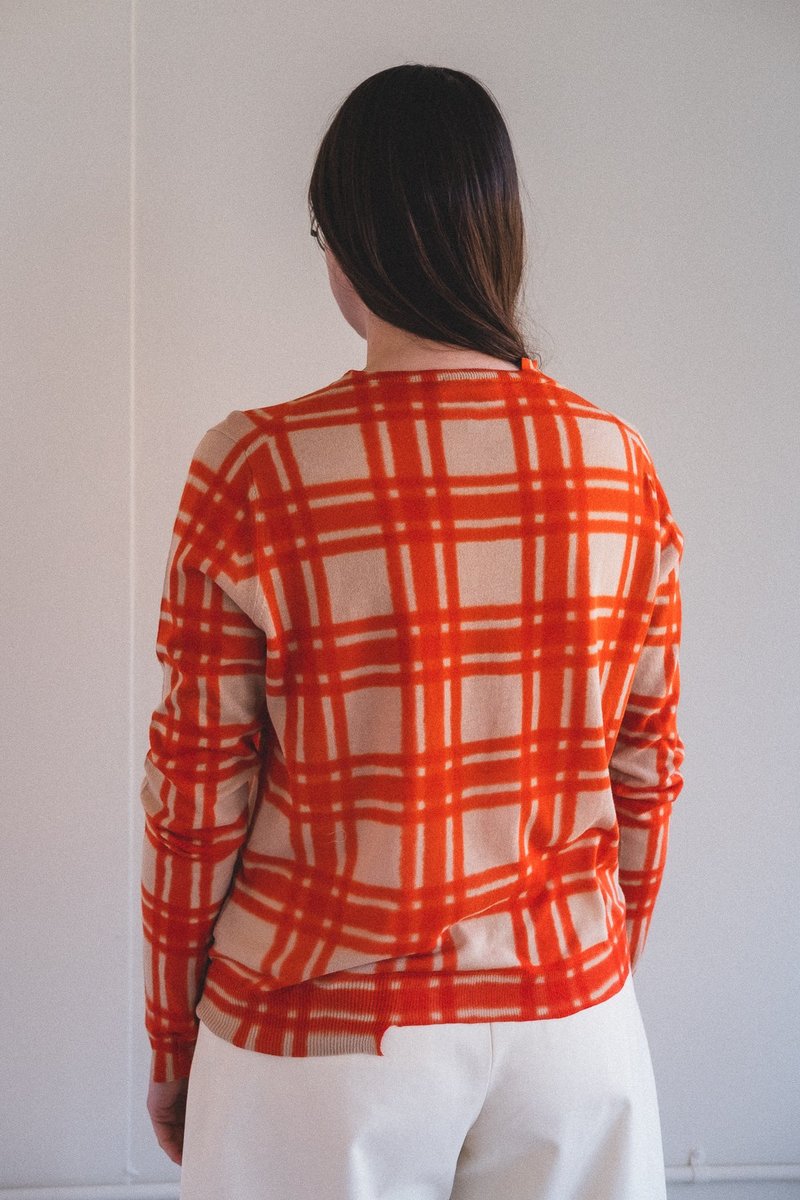 Antipast ITA-ZOME KNIT CARDIGAN - Orange Plaid