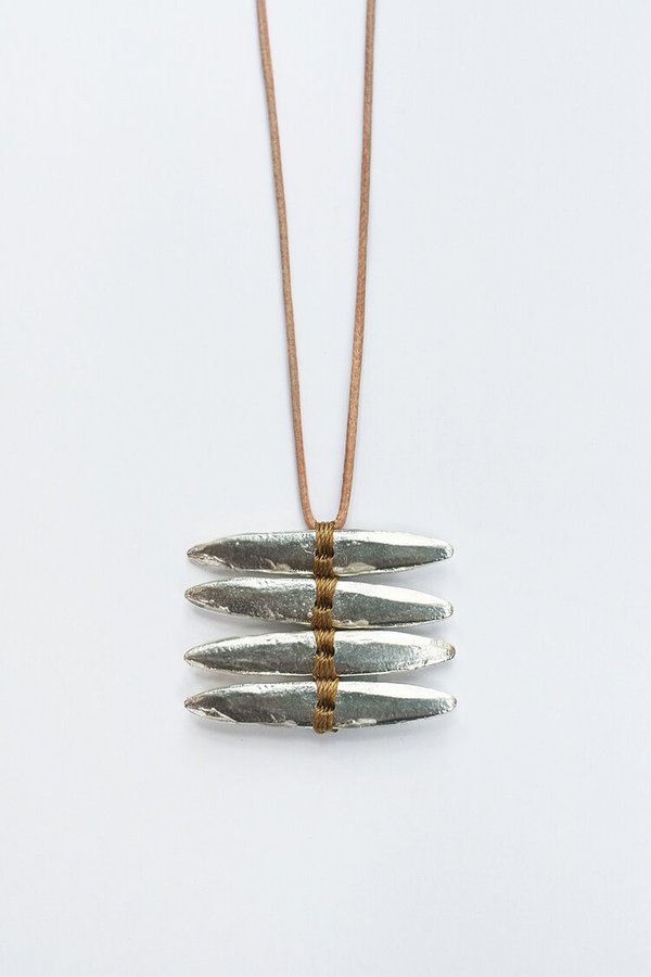 See Real Flowers Woven Necklace - Silver 