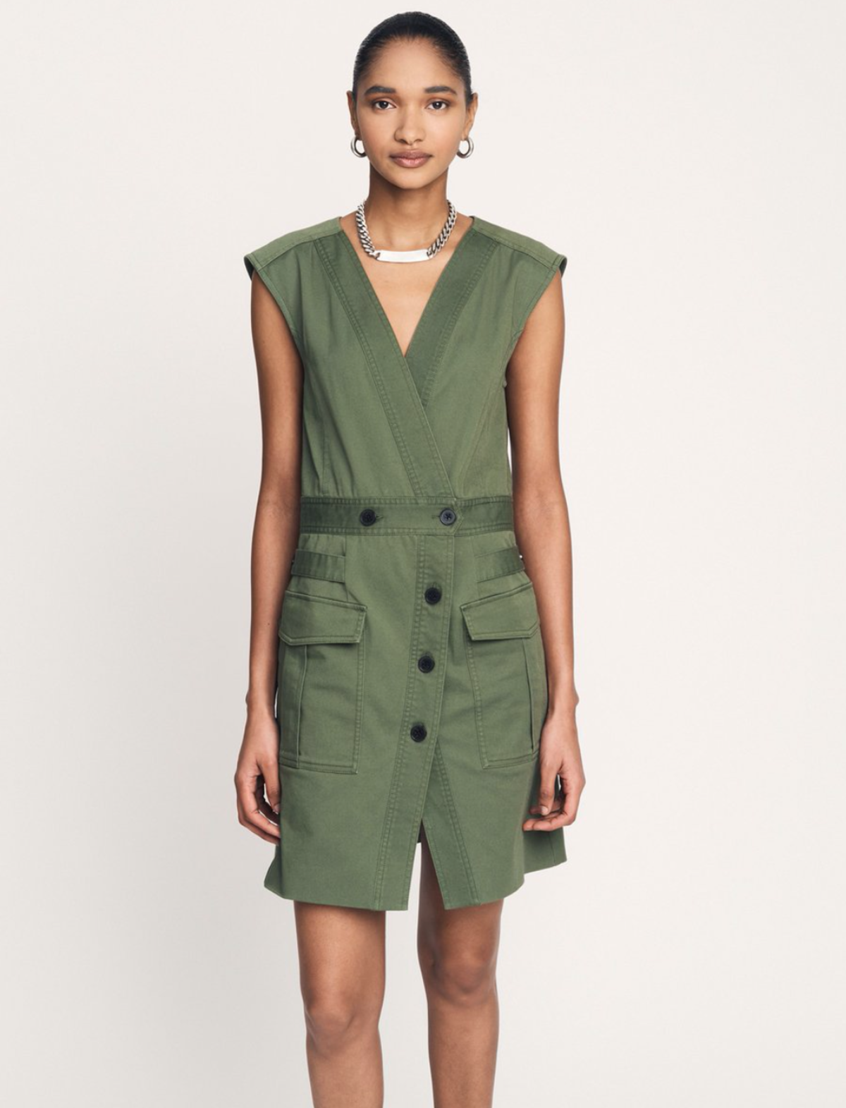 Derek Lam Elena Utility Dress - Fatigue | Garmentory
