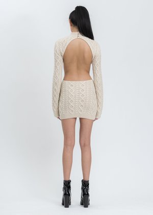cable knit backless turtleneck dress Danielle Guizio - Cream Quality Fabric