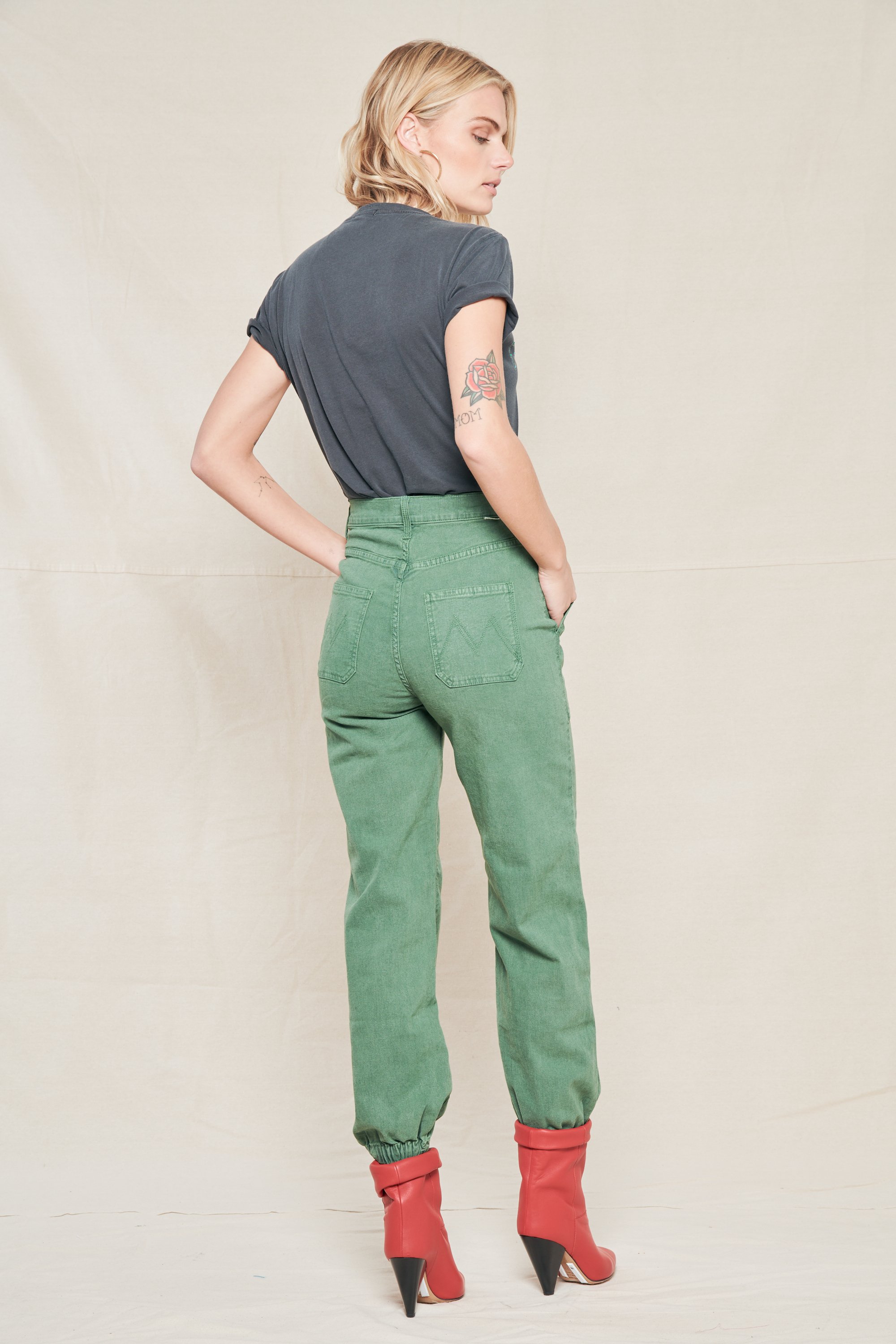 Mother Denim The Wrapper Patch Springy Ankle denim ARMY Garmentory