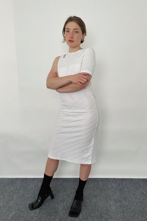 Theopen Product One-shoulder Cut-out Dress - White Theopen Product One-shoulder Cut-out Dress - White