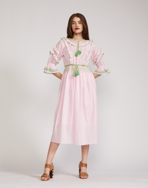 Cynthia Rowley Daliah Tassel Cotton Dress - Light Pink | Garmentory