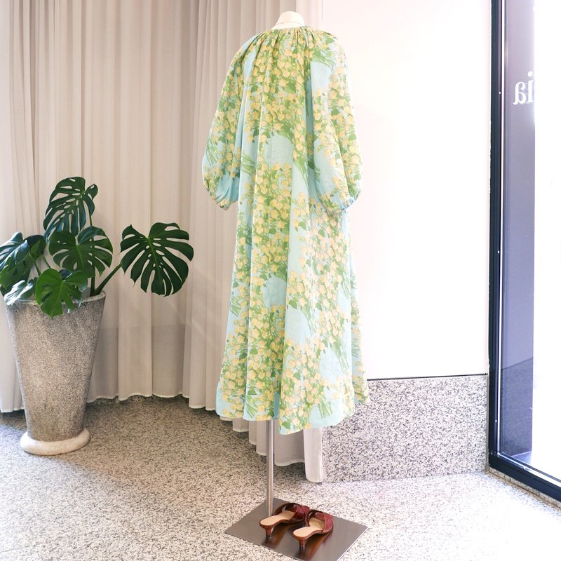 BERNADETTE Georgette Linen Dress - Bouquet Print