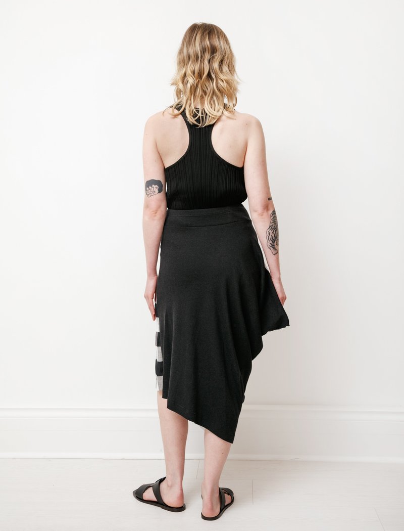 Y's by Yohji Yamamoto Asymmetric Gingham Skirt - Black/White Y's by Yohji Yamamoto Asymmetric Gingham Skirt - Black/White