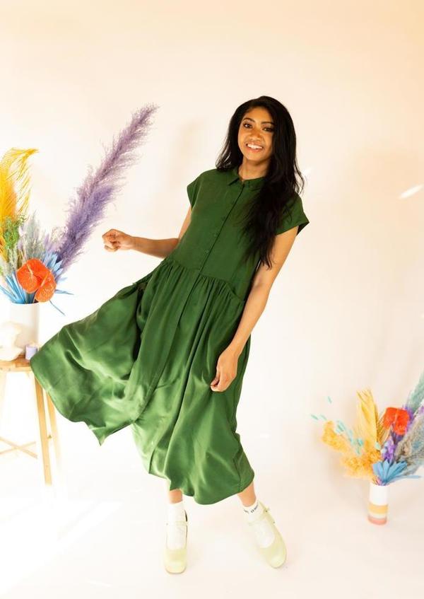 elk green dress Elk Olyck Midi Dress
