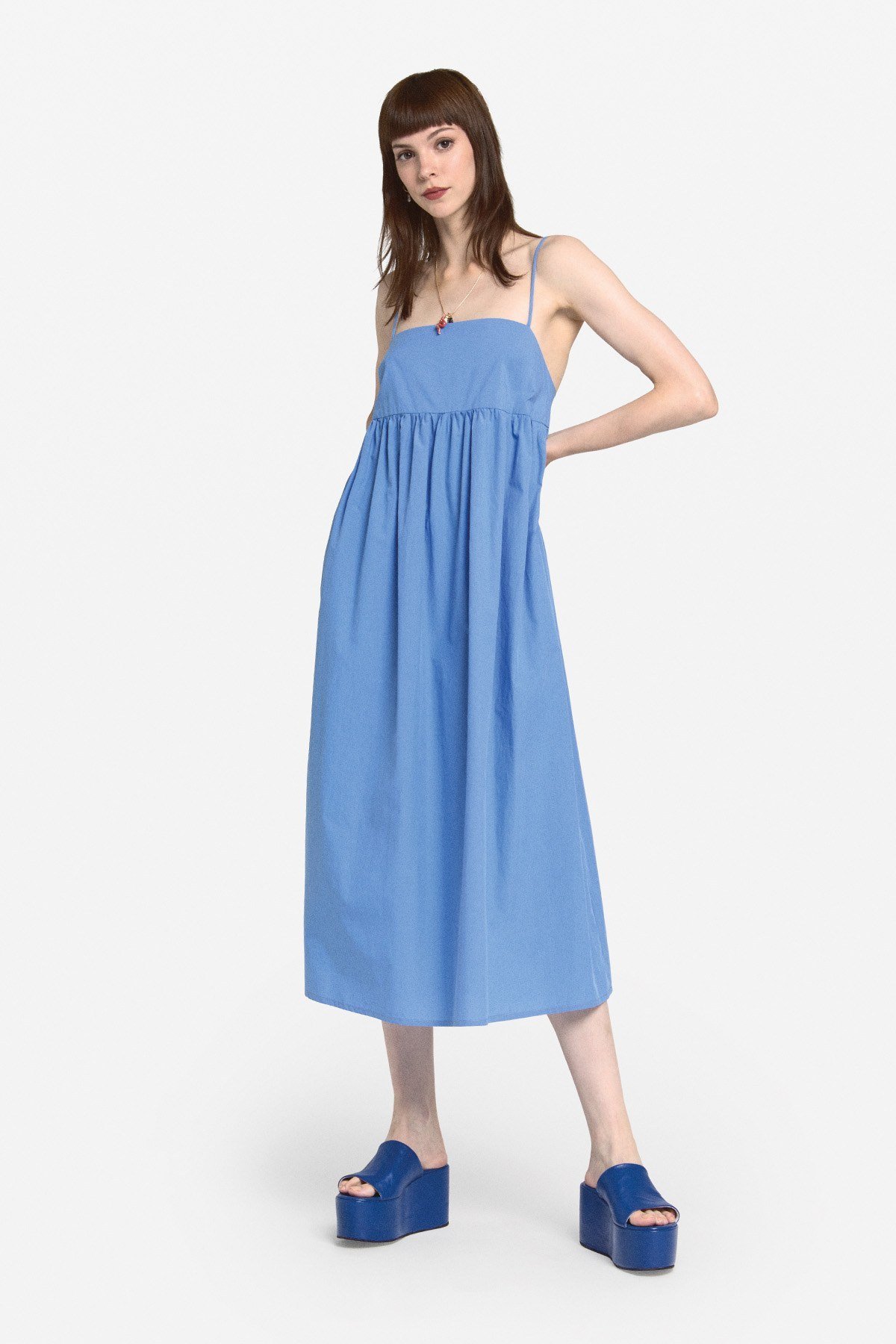 Ottod'ame POPLIN MIDI DRESS - MARINA - Image 1 of 5