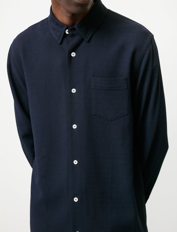 Sefr HAMPUS Shirt ネイビー Sefr Mens Hampus Shirt - Dark Navy | Garmentory